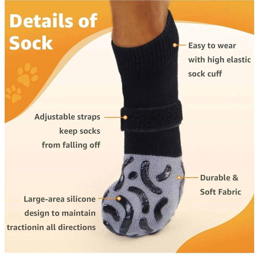 Grippy Non-Slip Dog Socks Paw Socks Paw Protection‎ Adjustable medium